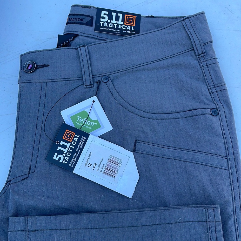 Womens 5.11 cirrus pants in storm color. New with tags